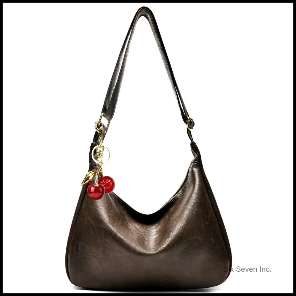 Slouchy Vegan Leather Hobo Bag Foldable Crossbody Tote Boho Chic